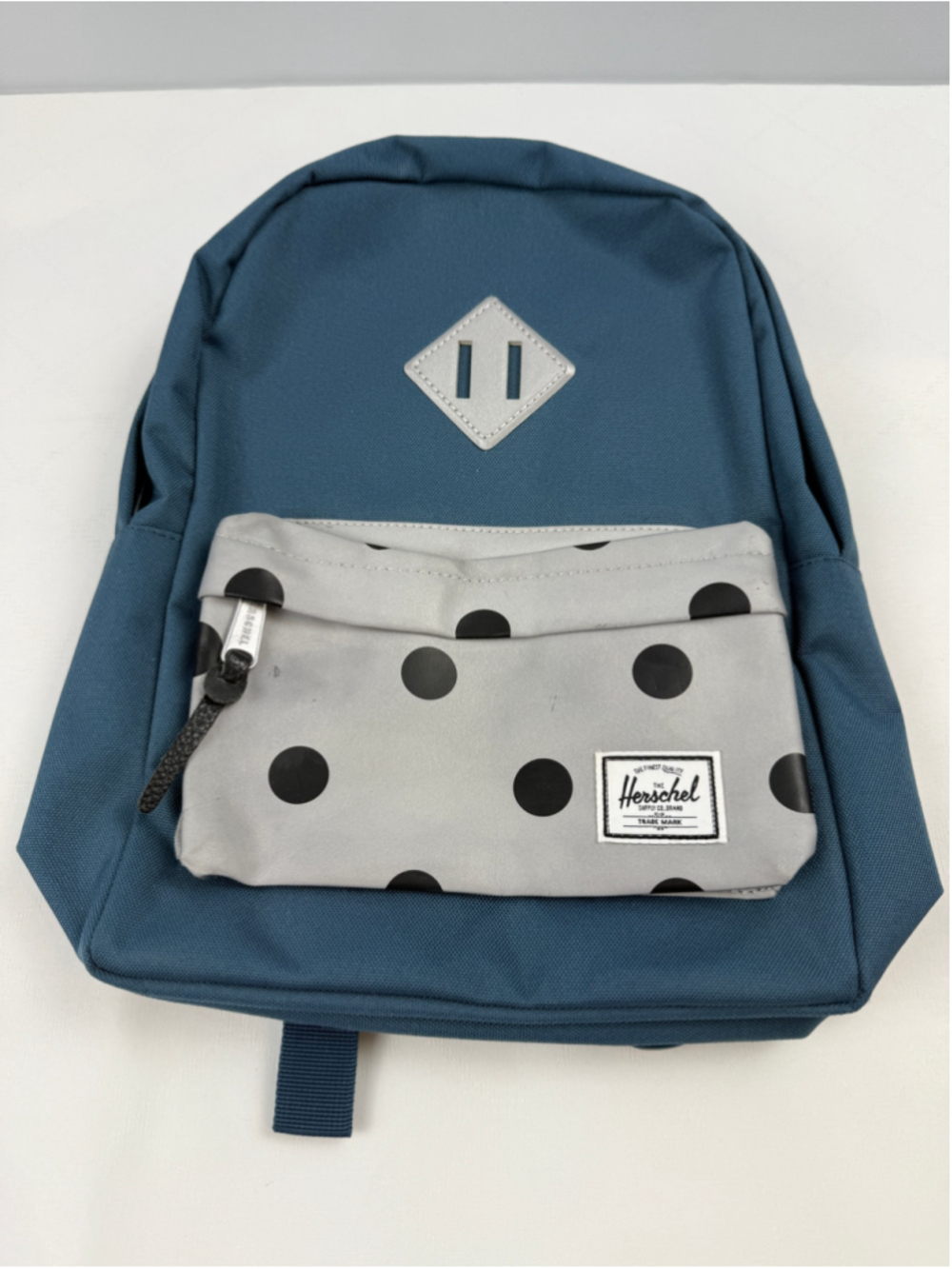 Herschel Heritage Kids Small Backpack Blue Grey Polka Dot NWT